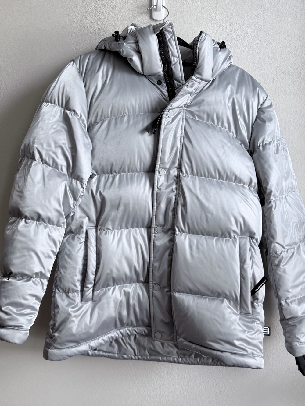 Aritzia Super Puff Original metallic Silver Puffer Jacket
